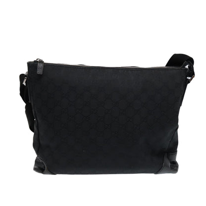 GUCCI GG Canvas Shoulder Bag Black Silver 110054 Auth ep5541