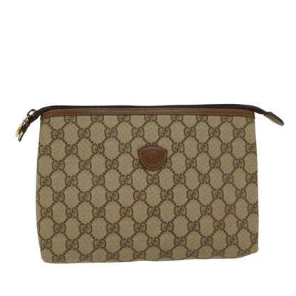 GUCCI GG Canvas Clutch Bag PVC Leather Beige 0141156088 4021  ep901