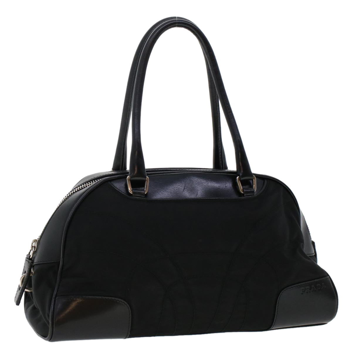 PRADA Shoulder Bag Nylon Leather Black Auth ep945