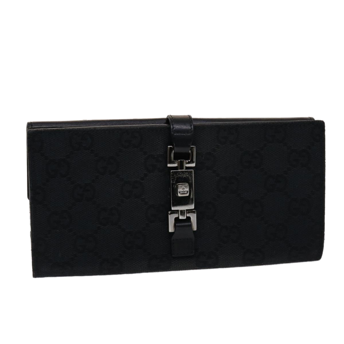 GUCCI GG Canvas Jackie Long Wallet Leather Black  ep953