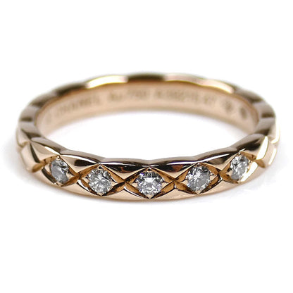 Chanel Coco Crush Au750 Pink Gold Diamond Ring Size 7