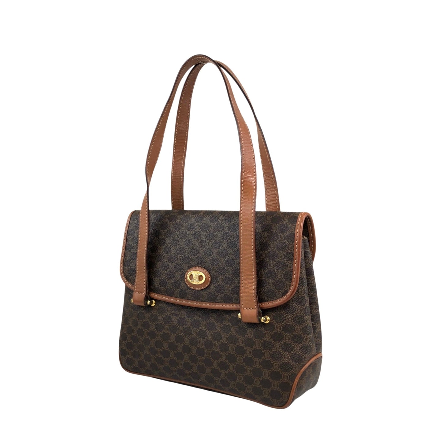 CELINE Macadam Handbag Brown Vintage 5fmrk2