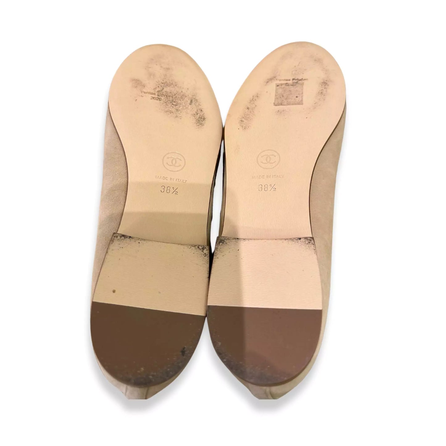 CHANEL BEIGE SUEDE LEATHER BALLET FLATS