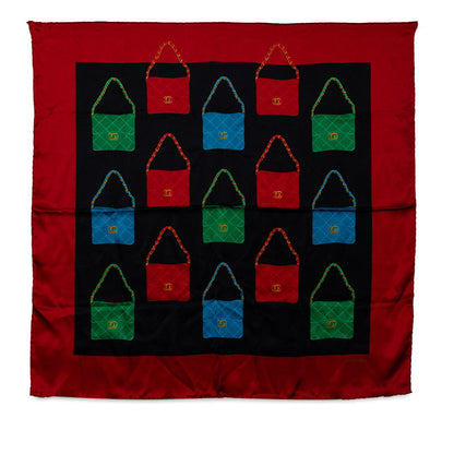 Chanel Matrases Cocomark carf Red Multicolor Silk  CHANEL