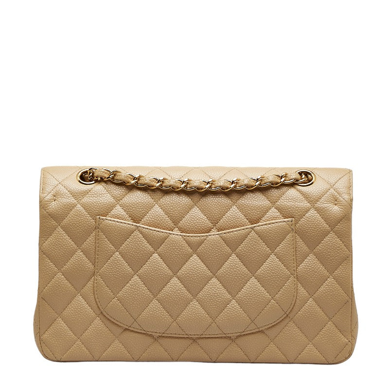 Chanel Matrases 25 Double Flat Chain houlder Bag Beige Caviar S  Chanel