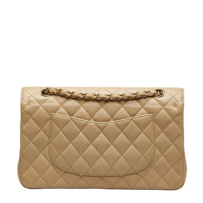 Chanel Matrases 25 Double Flat Chain houlder Bag Beige Caviar S  Chanel