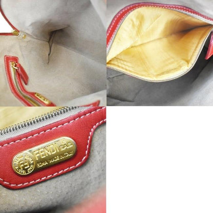 Fendi, '2 Mancini' style, true red leather, two-way satchel style purse