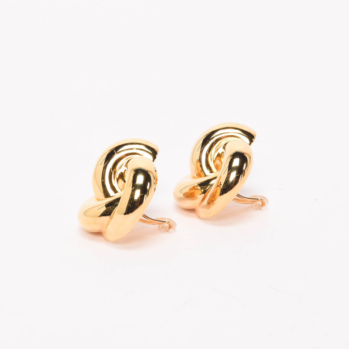 Saint Laurent Gold Tone Large Knot Clip Earrings