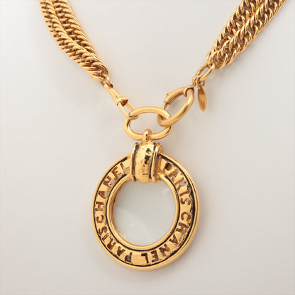 Chanel Logo Pendant GP G Lupe Necklace 2 Series Chain