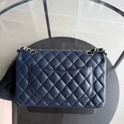 Chanel Classic Flap Small - Caivar 23CM Quilted Midnight Blue Gold Hardware Series 29