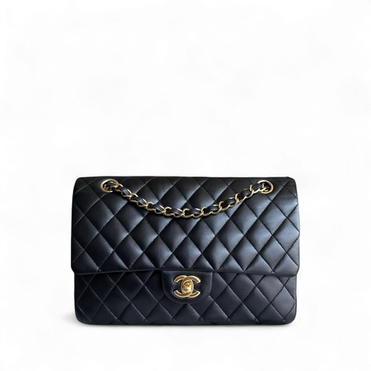 Chanel Classic Flap Medium - 25CM Quilted Lambskin Black Gold Hardware Series 15