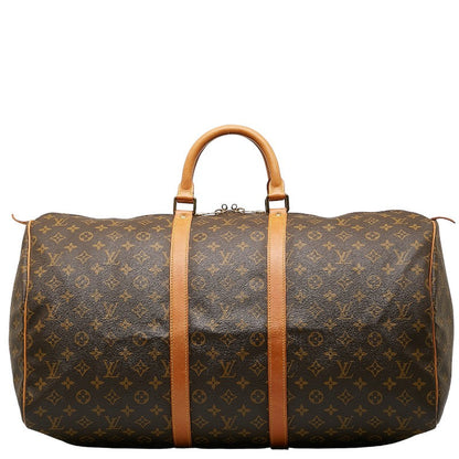 Louis Vuitton Monogram Keepall 55 Boston Bag Travel Bag M41424 Brown