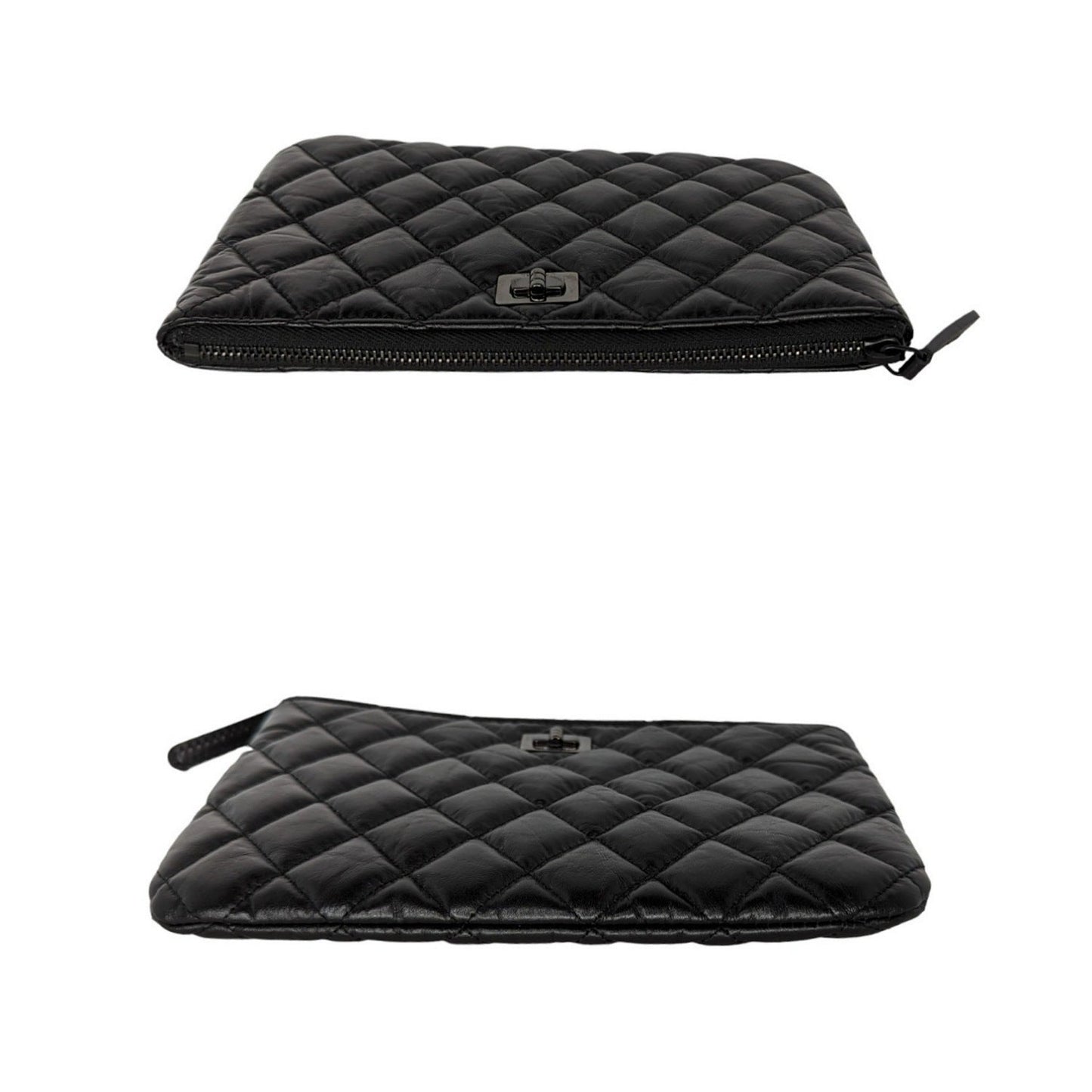 Chanel Black Aged Calfskin O Case 2.55 Reissue Pouch