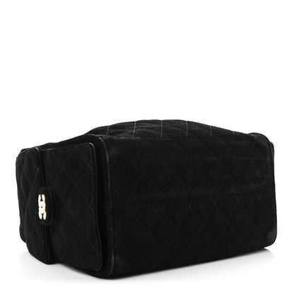 Suede Quilted Small Chanel 25 Handbag Black
