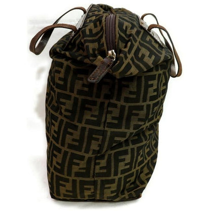 Fendi Tobacco Canvasleather Satcheltote Brown Zucca Print Canvas Satchel