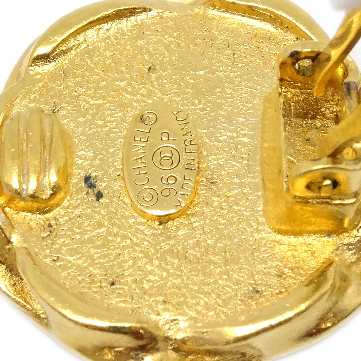 Chanel Black Button Earrings Clip-On 96P