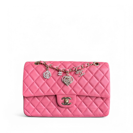 Chanel Classic Flap Medium Valentine Edition - 25CM Quilted Lambskin Sakura Pink Gold Hardware Series 19