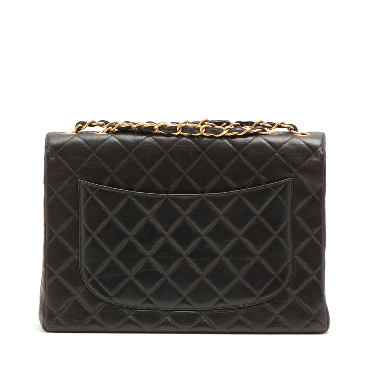 CHANEL DECAMATRASE Lambskinkin Single Flap Double Chain Bag Black Gold  4th