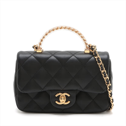 Chanel Mini Matrasse  2WAY Shoulder Bag Top Handle Black G Gold