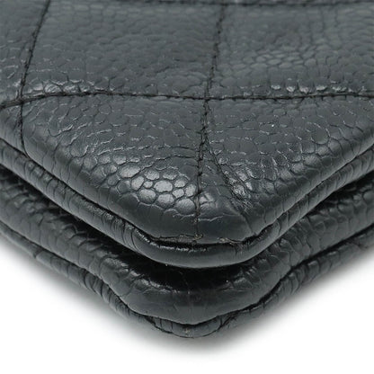 CHANEL Chanel Cocomark Mattress Cracksack Second Bag Multiport Caviar S Leather Black Black Blumin