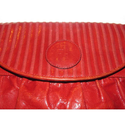 Fendi Vintage Envelope Pursesdesigner Purses Red Lacquered Or Patent Leather And Supple Red Leather