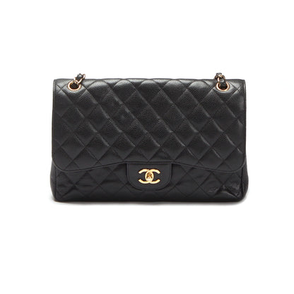 Chanel Caviar Jumbo Classic Flap Bag Leather Shoulder Bag in Excellent condition