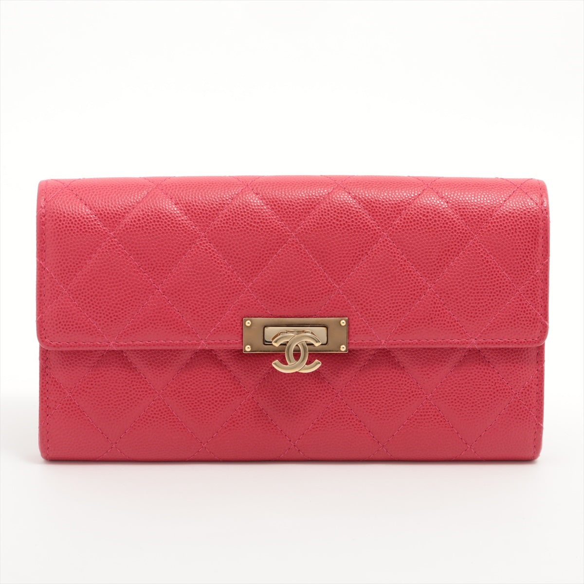 Chanel Coco Caviar S Wallet Pink Gold