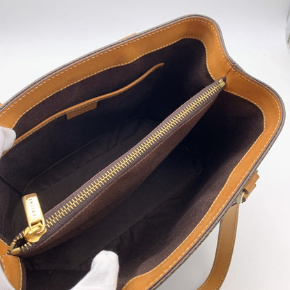 Celine Vintage Brown Macadam Canvas Small Tote Shoulder Bag