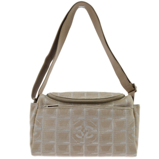 Chanel Beige Jacquard Nylon Travel Line Shoulder Bag