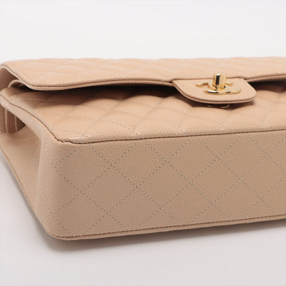 Chanel Matrasse Caviar S Double Flap Double Chain Bag Beige Gold