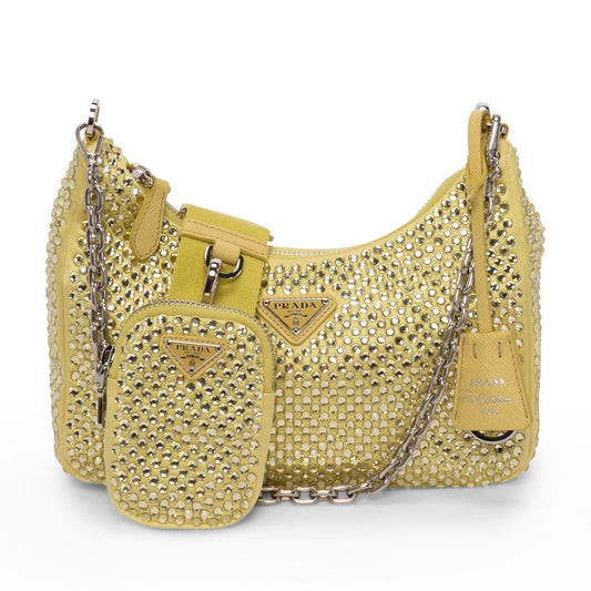 Prada Banana Satin & Crystal Re-Edition 2005 Bag