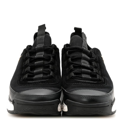 Velvet Calfskin Mixed Fibers CC Sneakers 38 Black