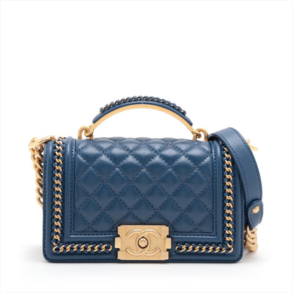 Chanel Boy Chanel 20 Small Chain Leather Shoulder Bag Blue G  A67085
