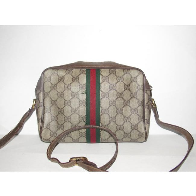 Gucci Vintage shoulder bag Shades Of Brown Large G Logo Print Coated Canvas Leather
