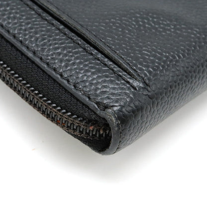 CHANEL Long Zip Wallet in Black Caviar Leather A13228