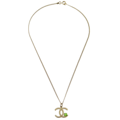 Chanel CC Chain Pendant Necklace Rhinestone Gold 05P