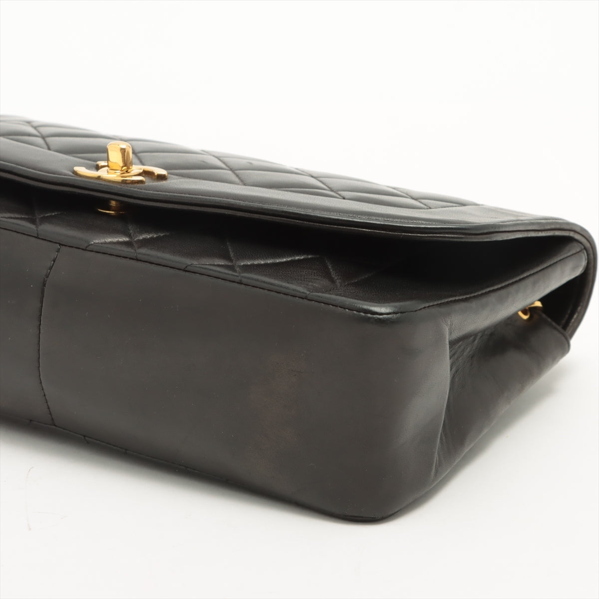 Chanel Matrasse  Single Flap Single Chain Bag Diamond Flap Black Gold  3rd
