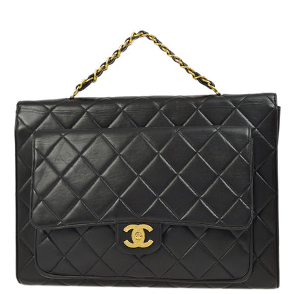 Chanel Black Lambskin Briefcase Business HandBag