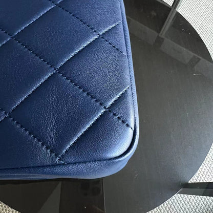 2020 Elegant Resin Chain Classic Flap Quilted Lambskin Dark Blue Two-Tone Golden Hardware No 29