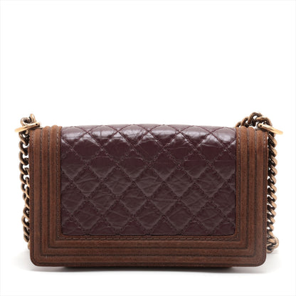 Chanel Boy Chanel Leather X Chain Shoulder Bag Bordeaux X Brown G  18th