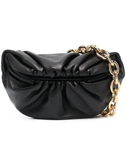 Luxury Bottega Veneta Chain Leather Belt Bag Black