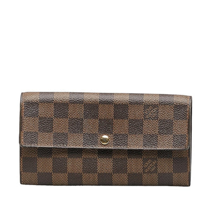 Louis Vuitton Damiere Portfolio Sarah Long Wallet N61734 Brown PVC Leather  Louis Vuitton Long Wallet