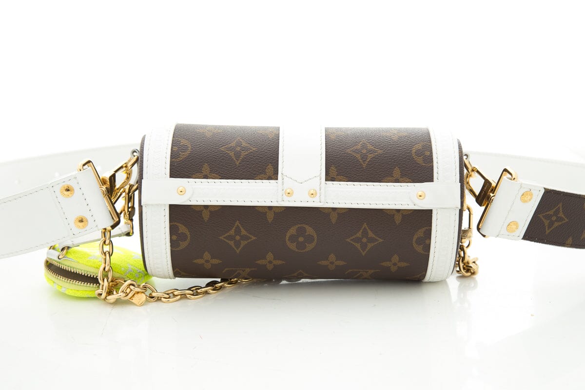 Louis Vuitton White & Brown Papillon Trunk Handbag