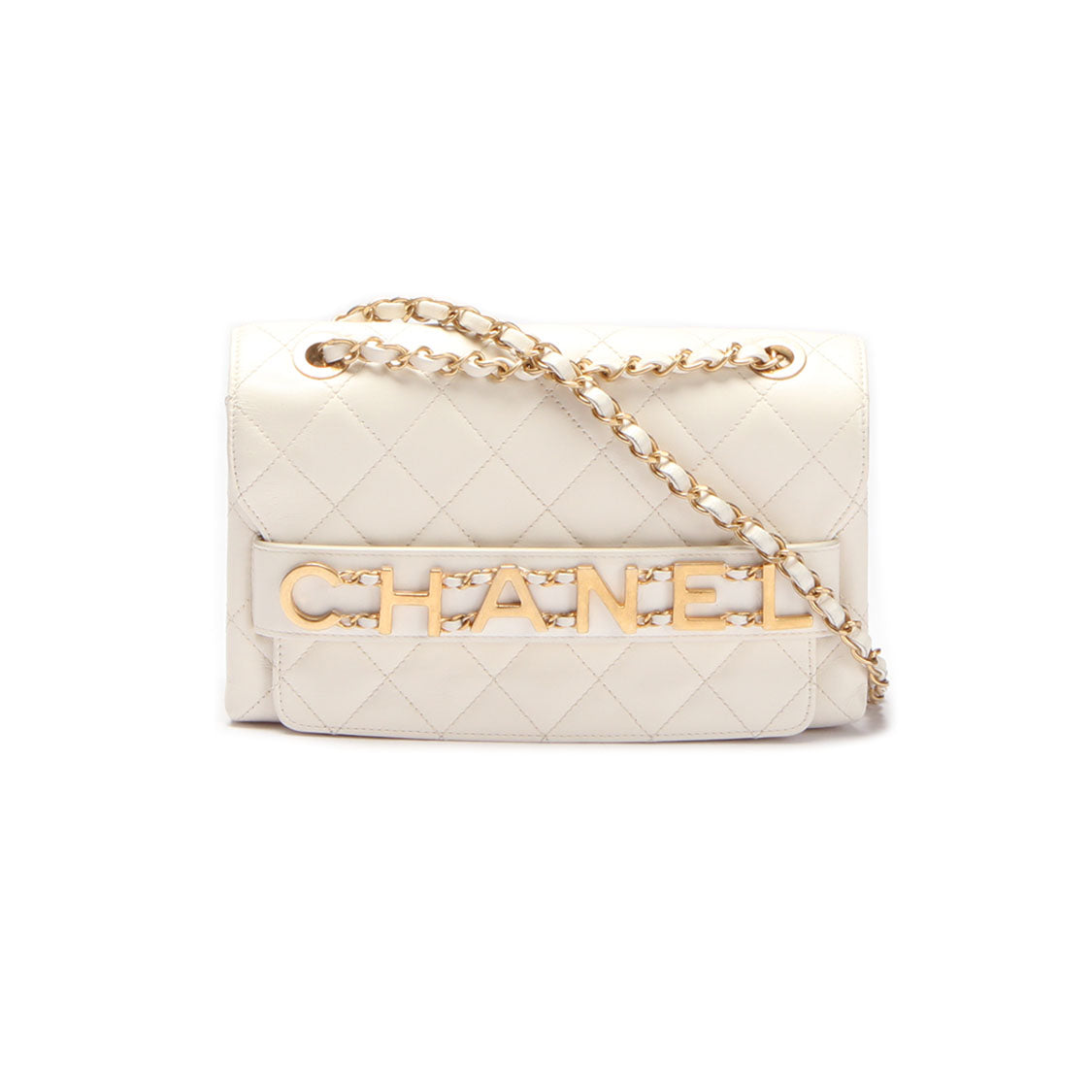Chanel Quilted Leather Enchained Flap Bag Leather Shoulder Bag in Excellent condition
