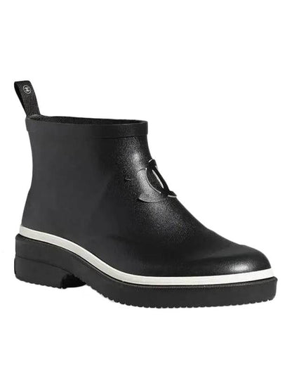 CC Logo Rubber Ankle Rain Boots Black Chanel