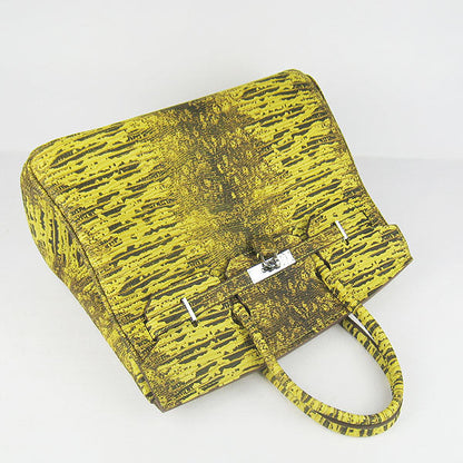 Hermes Birkin 35cm Lizard Pattern Handbag 6089 Yellow/Silver