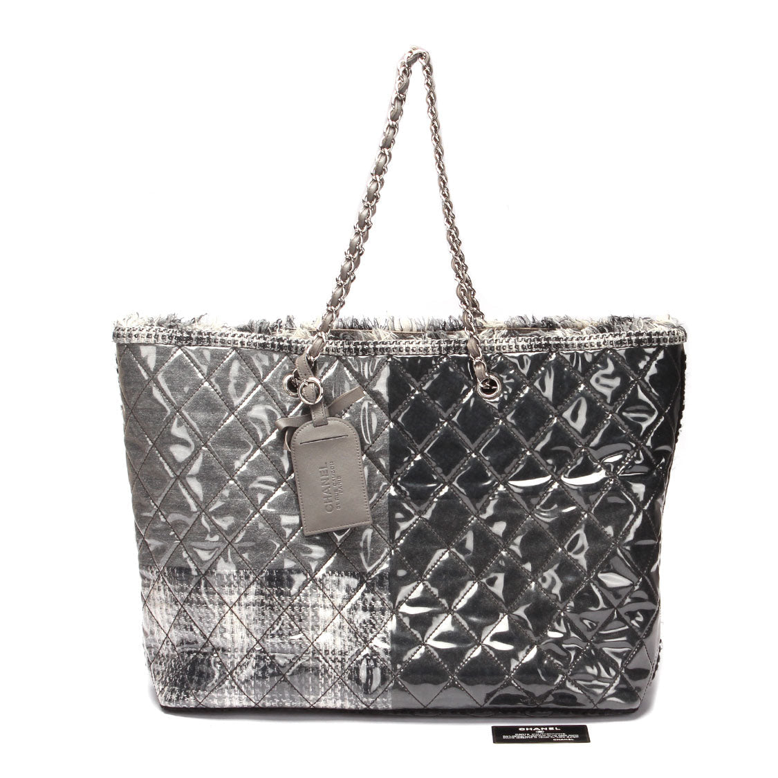 Chanel Quilted Funny Tweed Patchwork Tote Plastic Tote Bag in Excellent condition