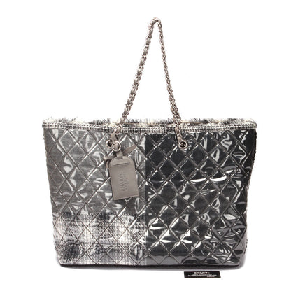 Chanel Quilted Funny Tweed Patchwork Tote Plastic Tote Bag in Excellent condition
