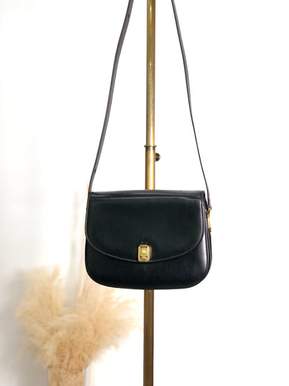 CELINE  Front Buckle Shoulder bag Black Vintage ery5dr