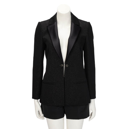Chanel Black Lurex Tuxedo Style Jacket FR 38